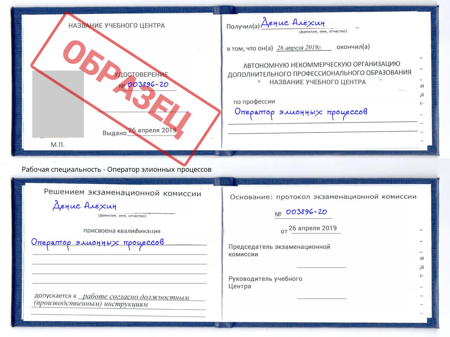 Оператор элионных процессов Когалым