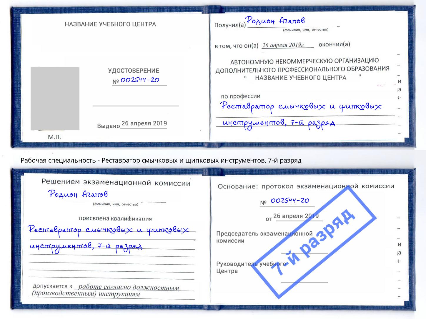 корочка 7-й разряд Реставратор смычковых и щипковых инструментов Когалым