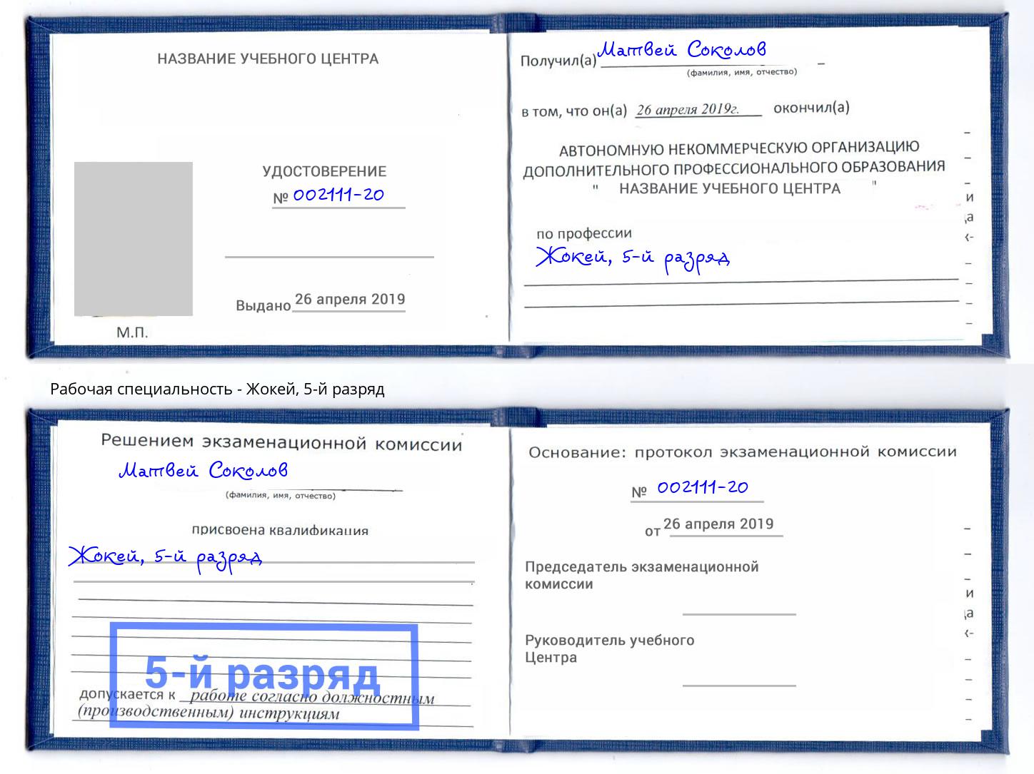 корочка 5-й разряд Жокей Когалым